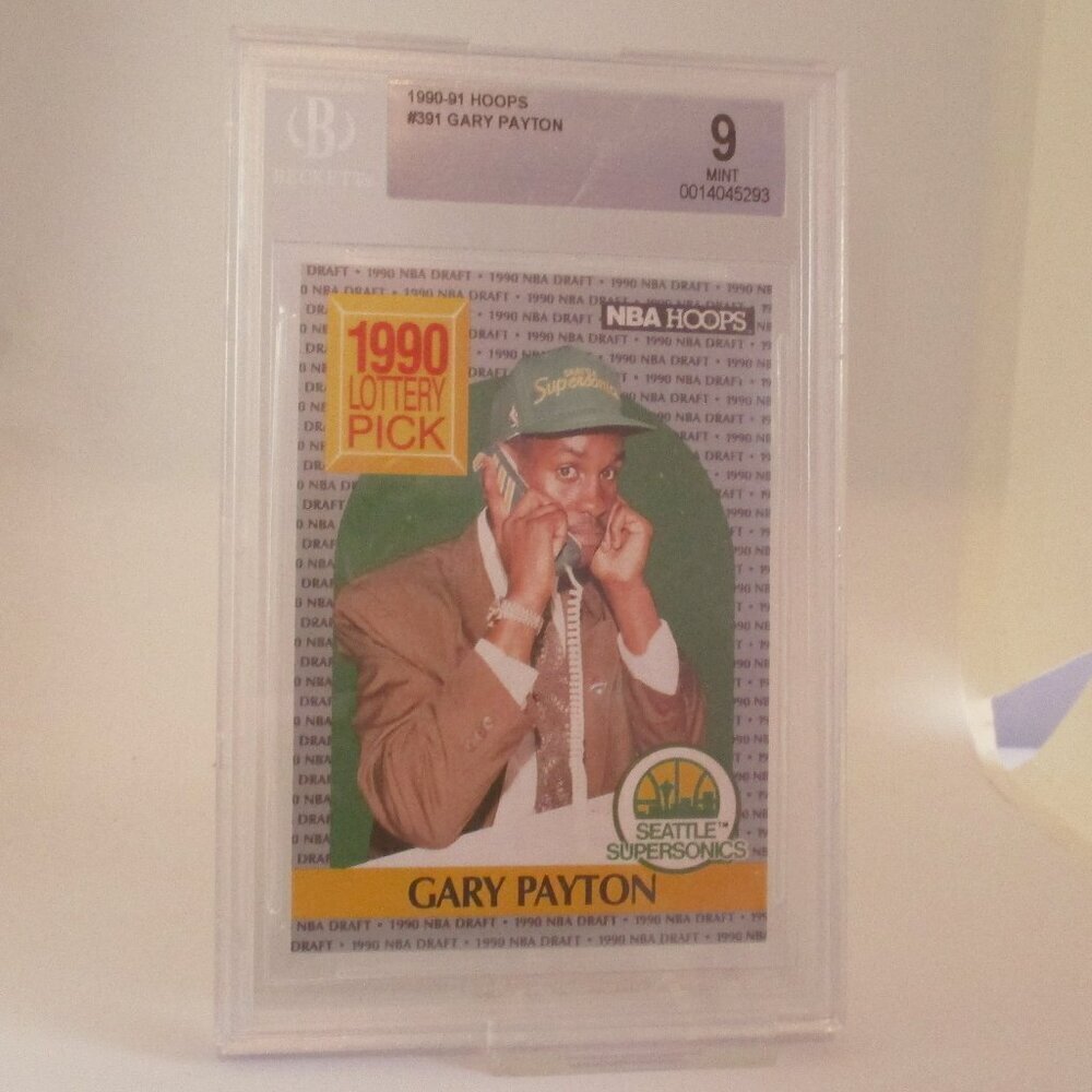 1990-91 HOOPS #391 GARY PAYTON Mint 9 NBA HOOPS SEATTLE SUPERSONICS
